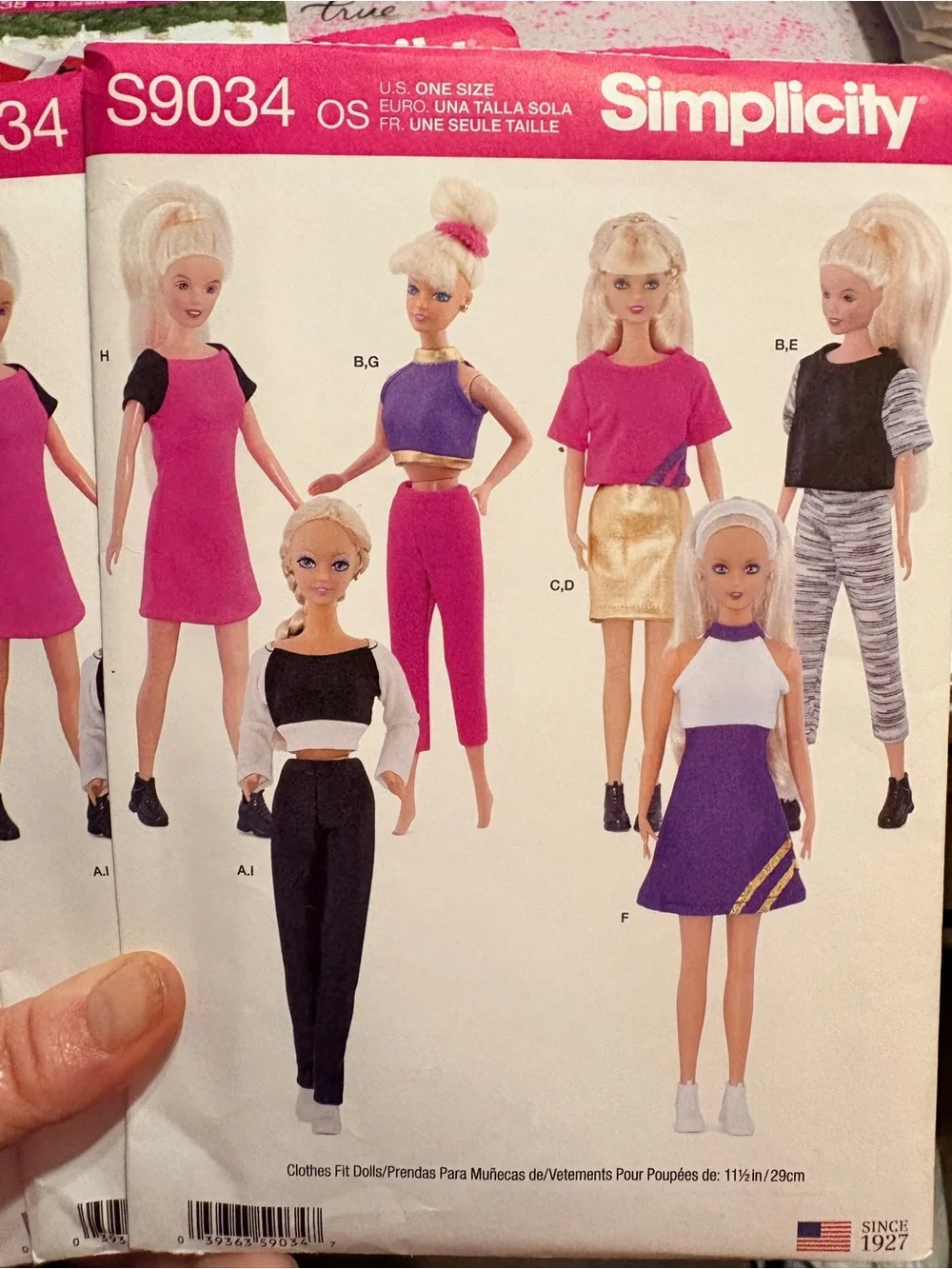 BN UNCUT SIMPLICITY 9034 OS BARBIE CLOTHES SEWING PATTERNS